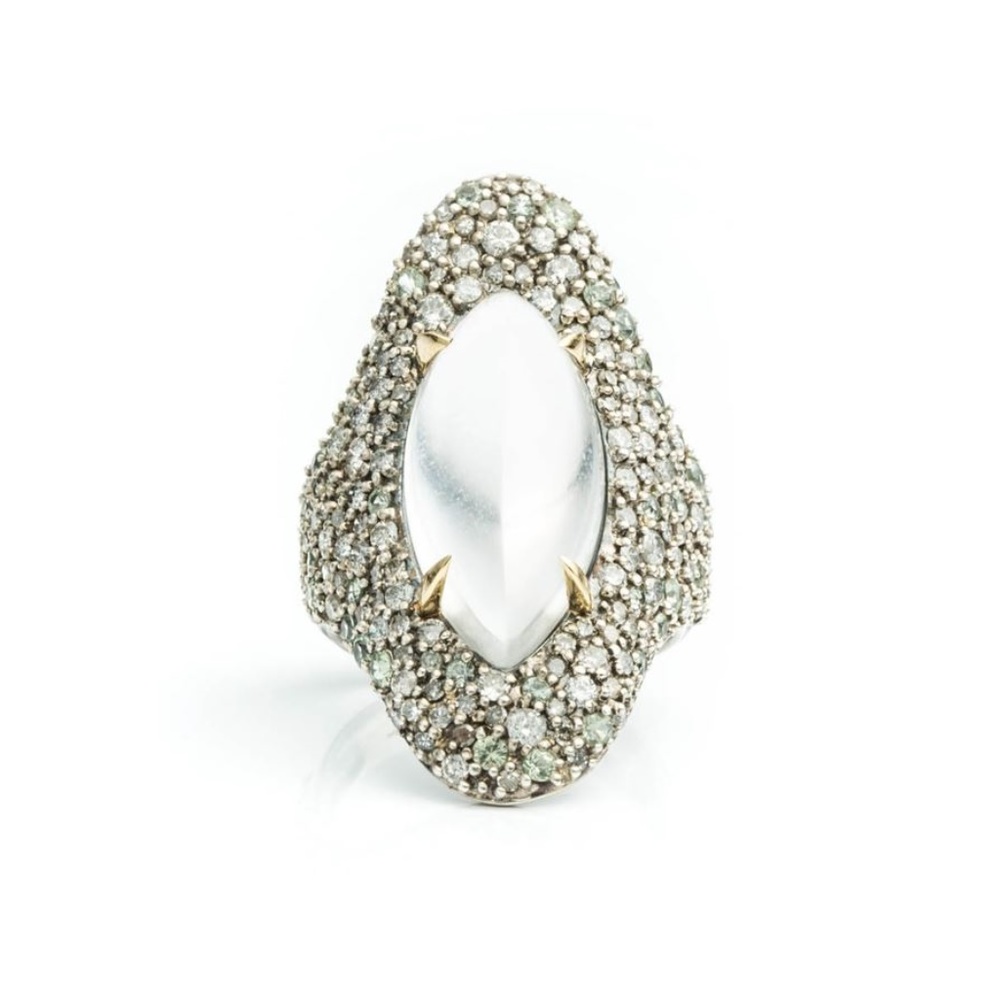 Alexis Bittar Fine Jewelry Pavé Grey Diamonds Drama Marquis Ring 7